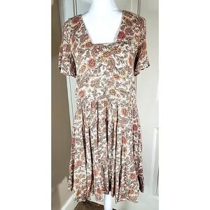Patrons of Peace Tiered Boho Floral Babydoll Cottagecore Mini Dress Women's M
